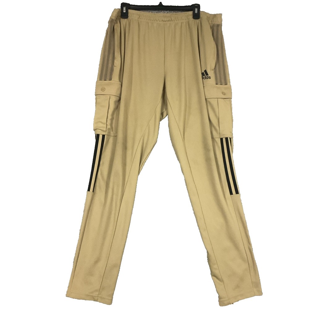 Adidas Primegreen Track Pants Joggers Beige XXL 3 Stripe Soccer Athletic Gym Fit